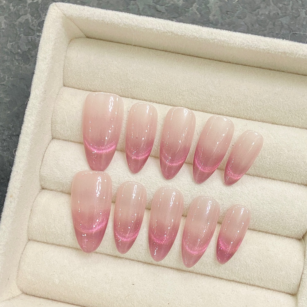 Nail Art Fake - Handmade อัลมอนด์กดบนเล็บ Simple Gradient Reusable เล็บปลอมประดิษฐ์เล็บอะคริลิคเคล็ดลับ