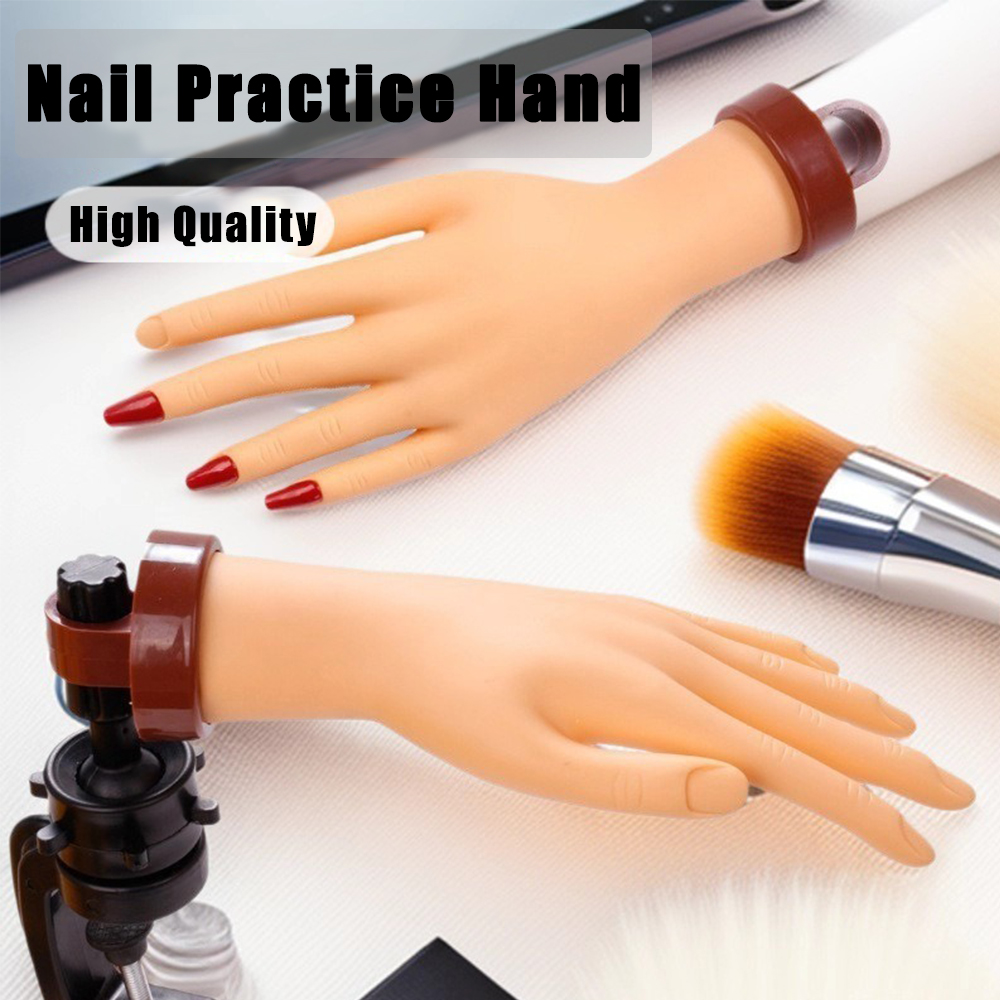 Nail Art Fake - มือฝึกทำเล็บซิลิโคนแบบยืดหยุ่น สำหรับฝึกหัดทำเล็บ แสดงผลงาน และเครื่องมือทำเล็บ