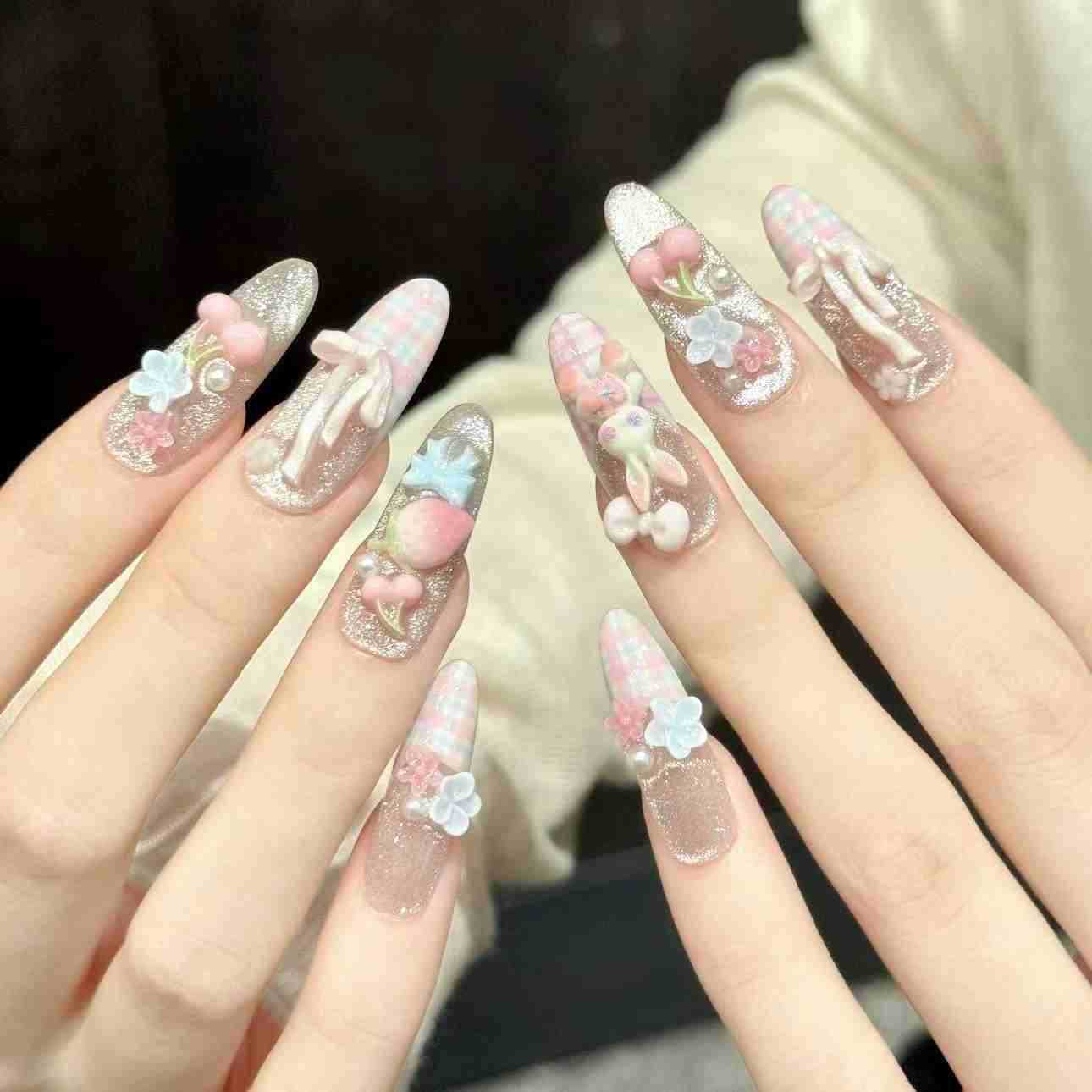 10 ชิ้น เล็บปลอมทรงวงรีทำมือ ล - Nail Art Fake บทวิจารณ์และราคา