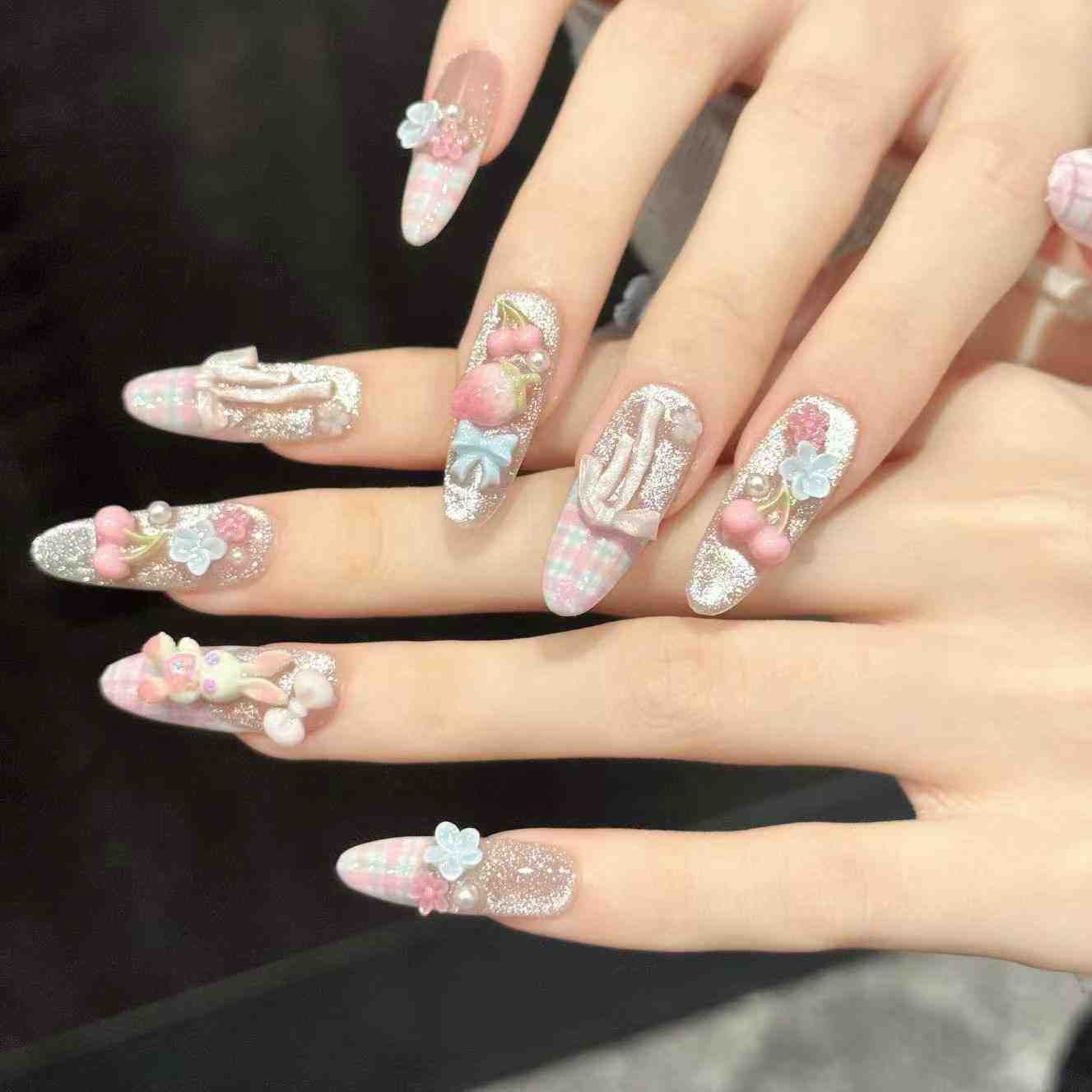 10 ชิ้น เล็บปลอมทรงวงรีทำมือ ล - Nail Art Fake บทวิจารณ์และราคา