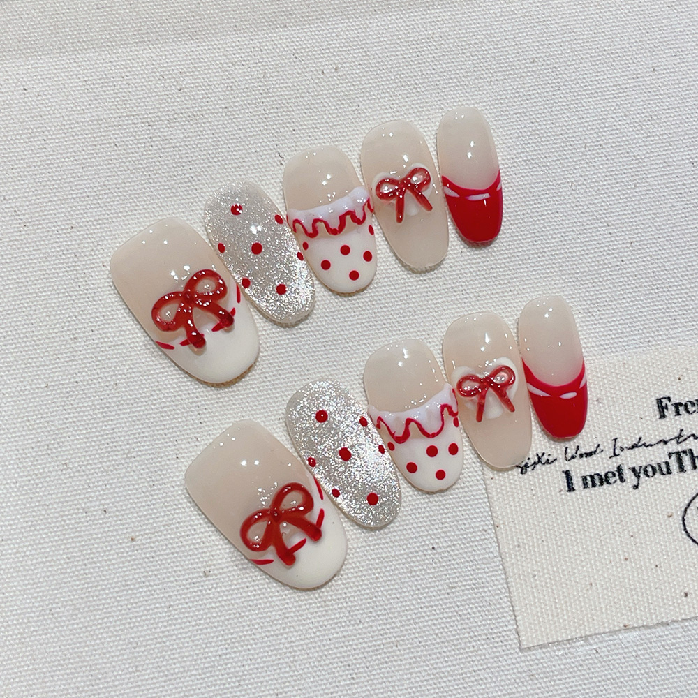 ชุดเล็บปลอมแบบกดติด 10 ชิ้น รู - Nail Art Red บทวิจารณ์และราคา