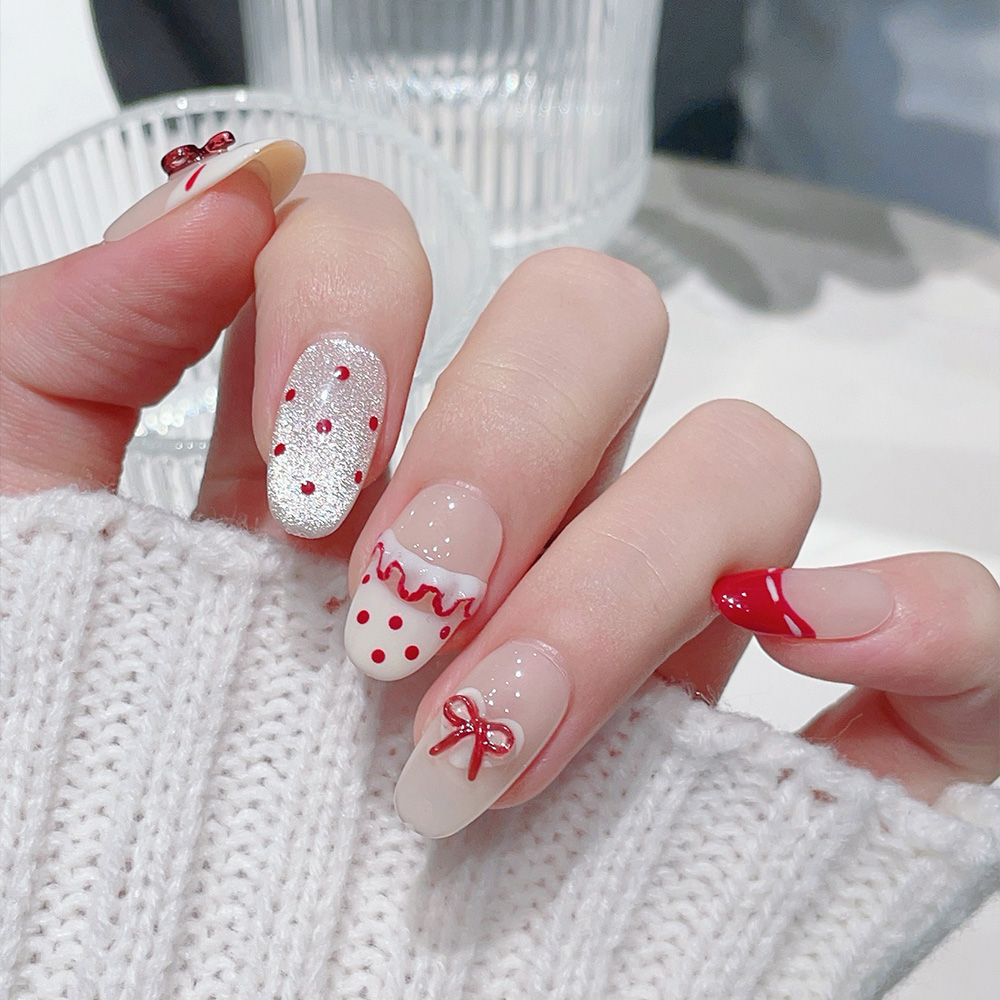 ชุดเล็บปลอมแบบกดติด 10 ชิ้น รู - Nail Art Red บทวิจารณ์และราคา