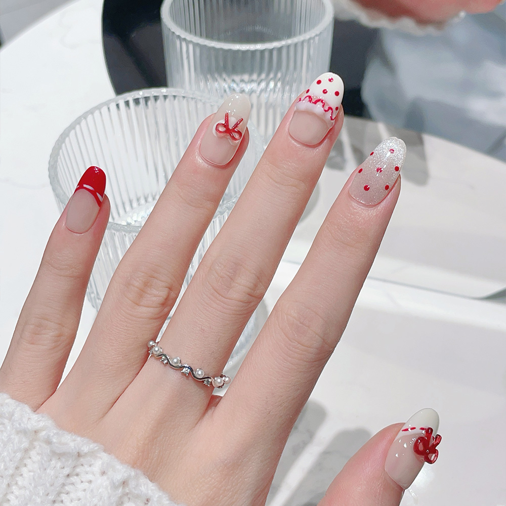 ชุดเล็บปลอมแบบกดติด 10 ชิ้น รู - Nail Art Red บทวิจารณ์และราคา