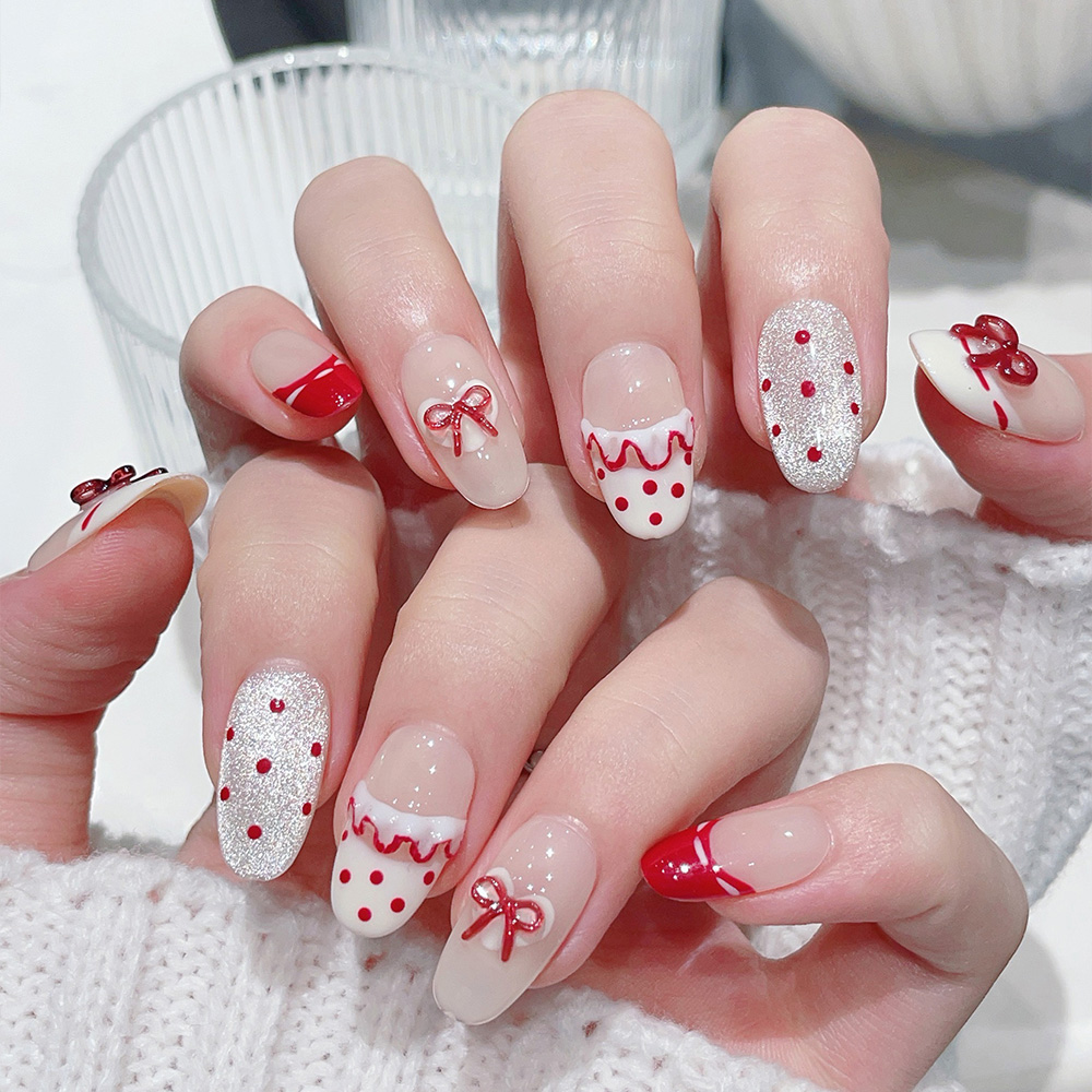 ชุดเล็บปลอมแบบกดติด 10 ชิ้น รู - Nail Art Red บทวิจารณ์และราคา