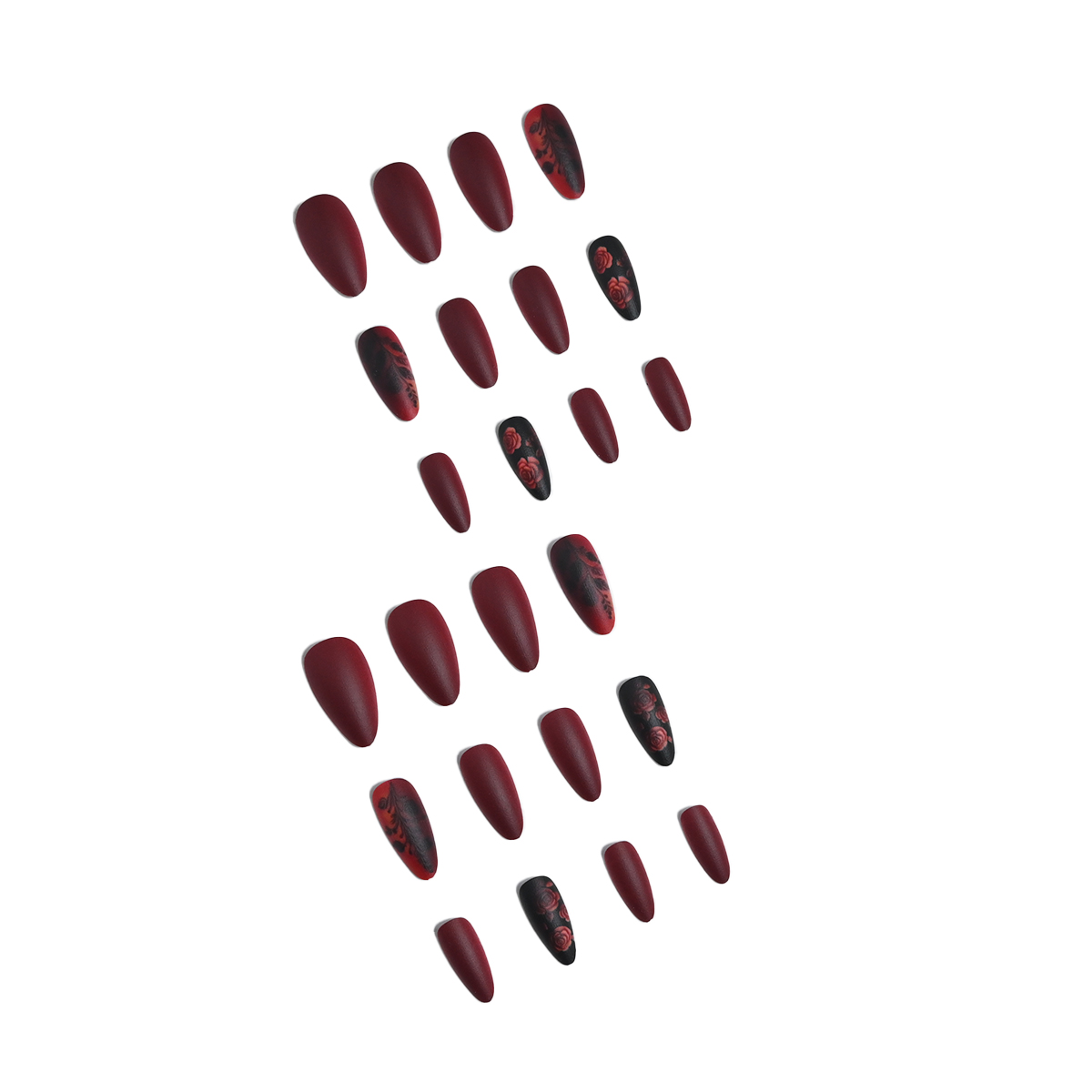 24 ชิ้นยาวรูปอัลมอนด์สีแดงบริส - Nail Art Red บทวิจารณ์และราคา