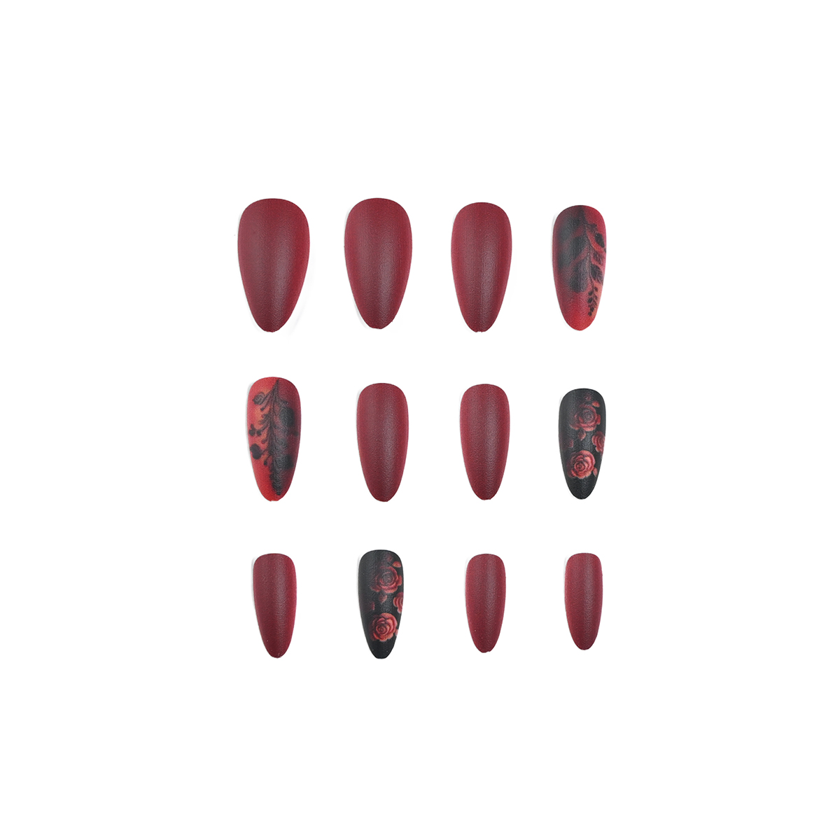 24 ชิ้นยาวรูปอัลมอนด์สีแดงบริส - Nail Art Red บทวิจารณ์และราคา