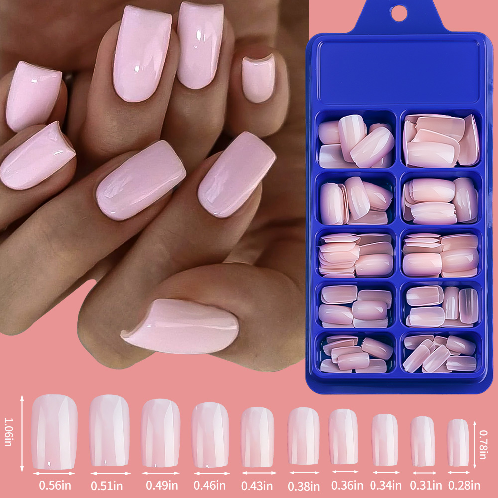 100/120pcs สีชมพูสีขาวกดบนเล็บ - Nail Art Extension บทวิจารณ์และราคา