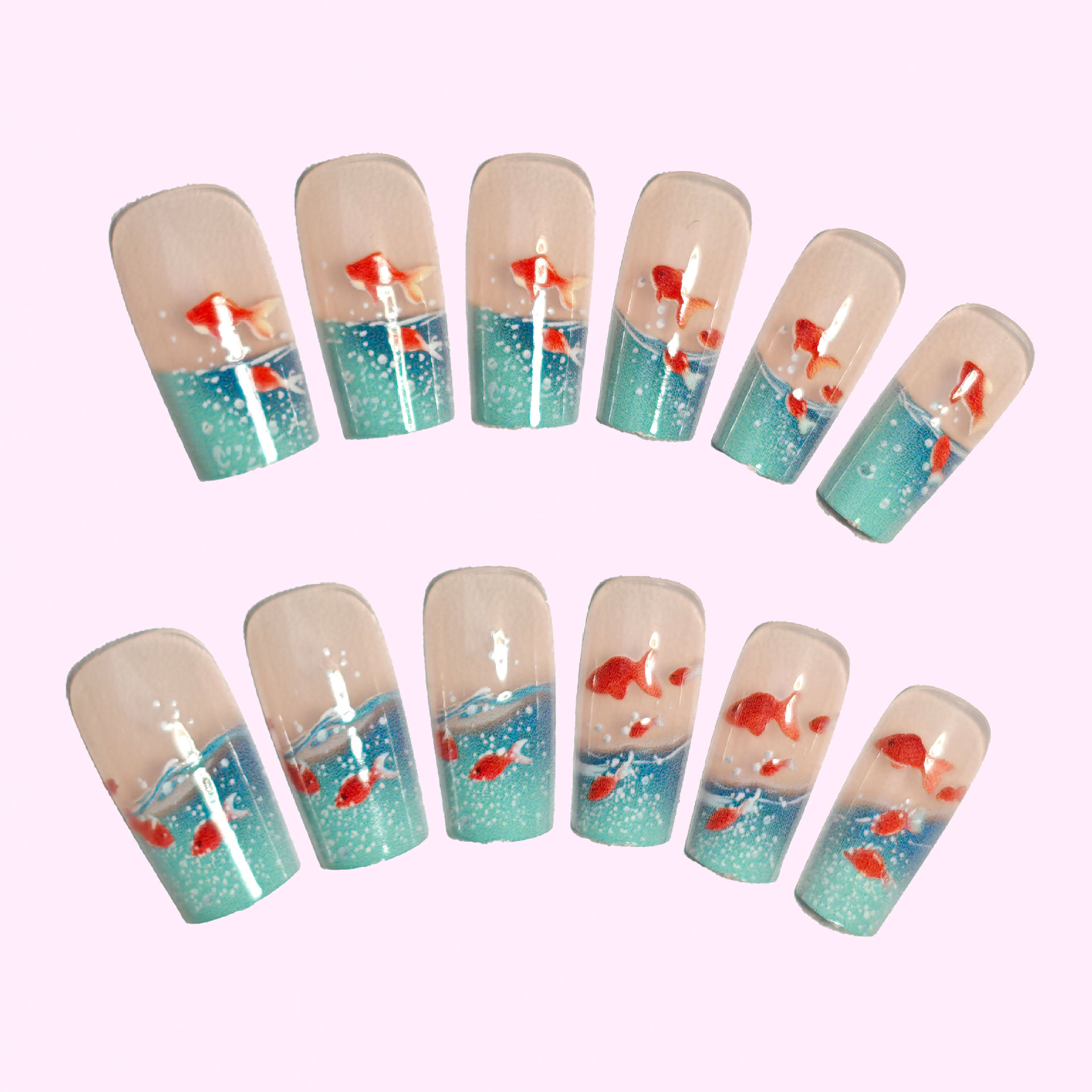 เล็บปลอมทรงเหลี่ยมขนาดกลางสำหร - Nail Art Red บทวิจารณ์และราคา
