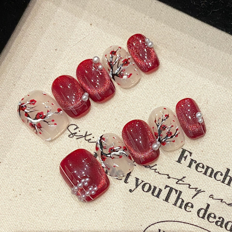 ขายส่งเล็บคริสตัล Cat Eye อะคร - Nail Art Red บทวิจารณ์และราคา