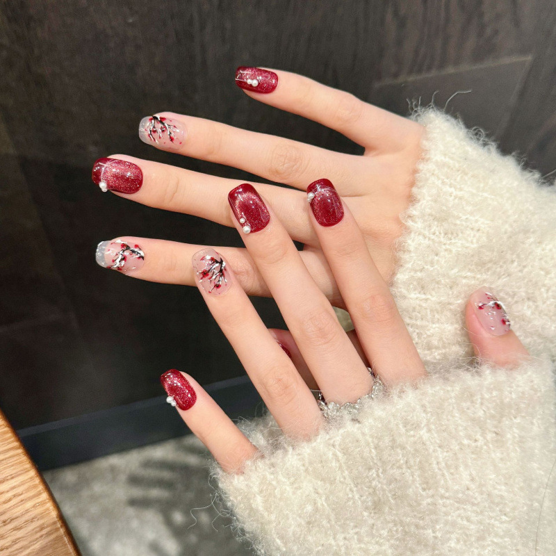 ขายส่งเล็บคริสตัล Cat Eye อะคร - Nail Art Red บทวิจารณ์และราคา