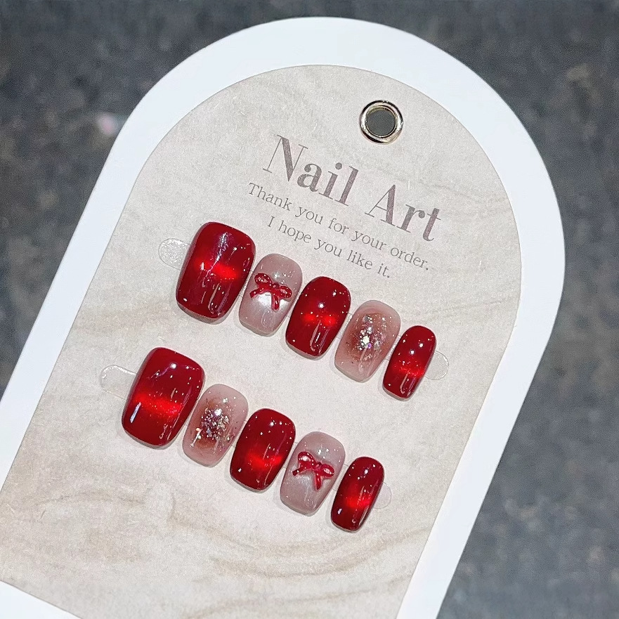 ขายส่งเล็บคริสตัล Cat Eye อะคร - Nail Art Red บทวิจารณ์และราคา