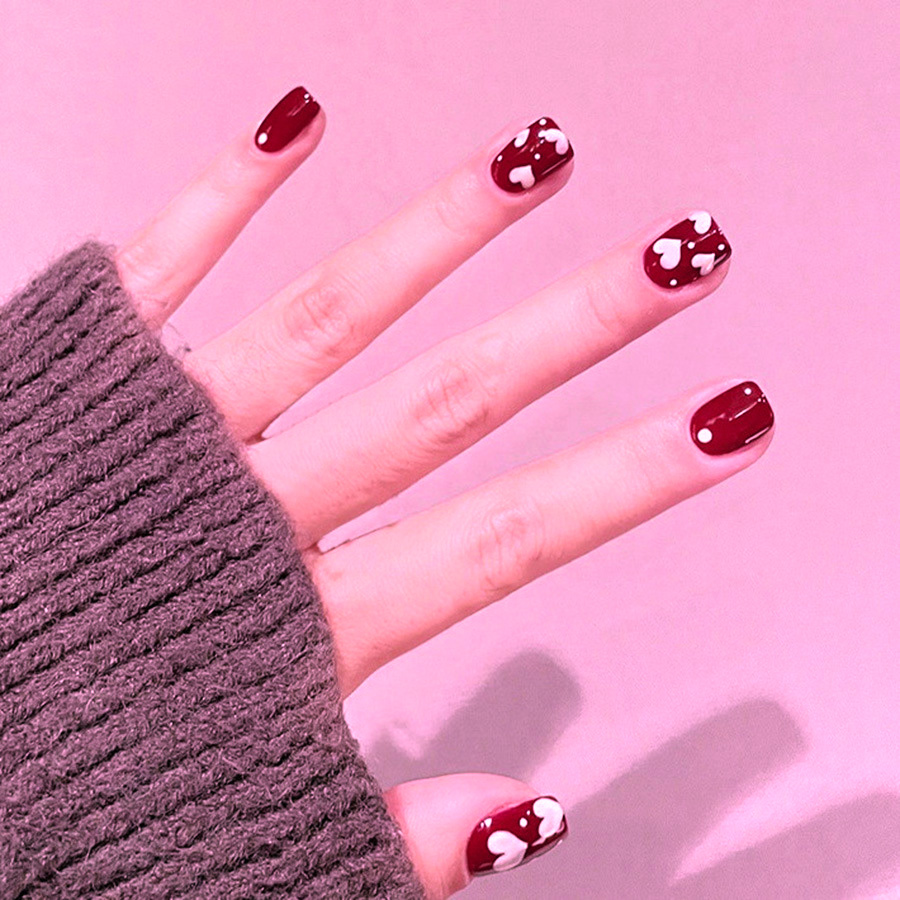ชุดเล็บปลอมสั้นทรงเหลี่ยม 24 ช - Nail Art Red บทวิจารณ์และราคา