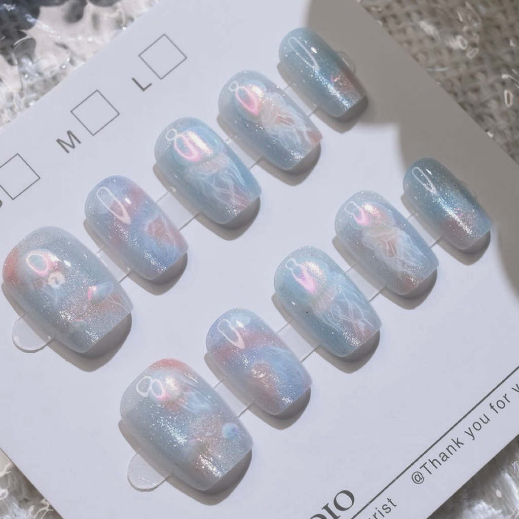 10 ชิ้นผู้หญิงสี Dreamy แมงกะพ - Nail Art Fake บทวิจารณ์และราคา