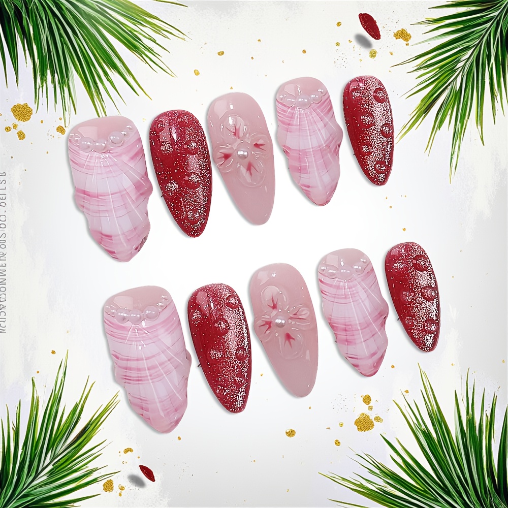 ชุดเล็บปลอมแบบกดติด 10 ชิ้น รู - Nail Art Red บทวิจารณ์และราคา