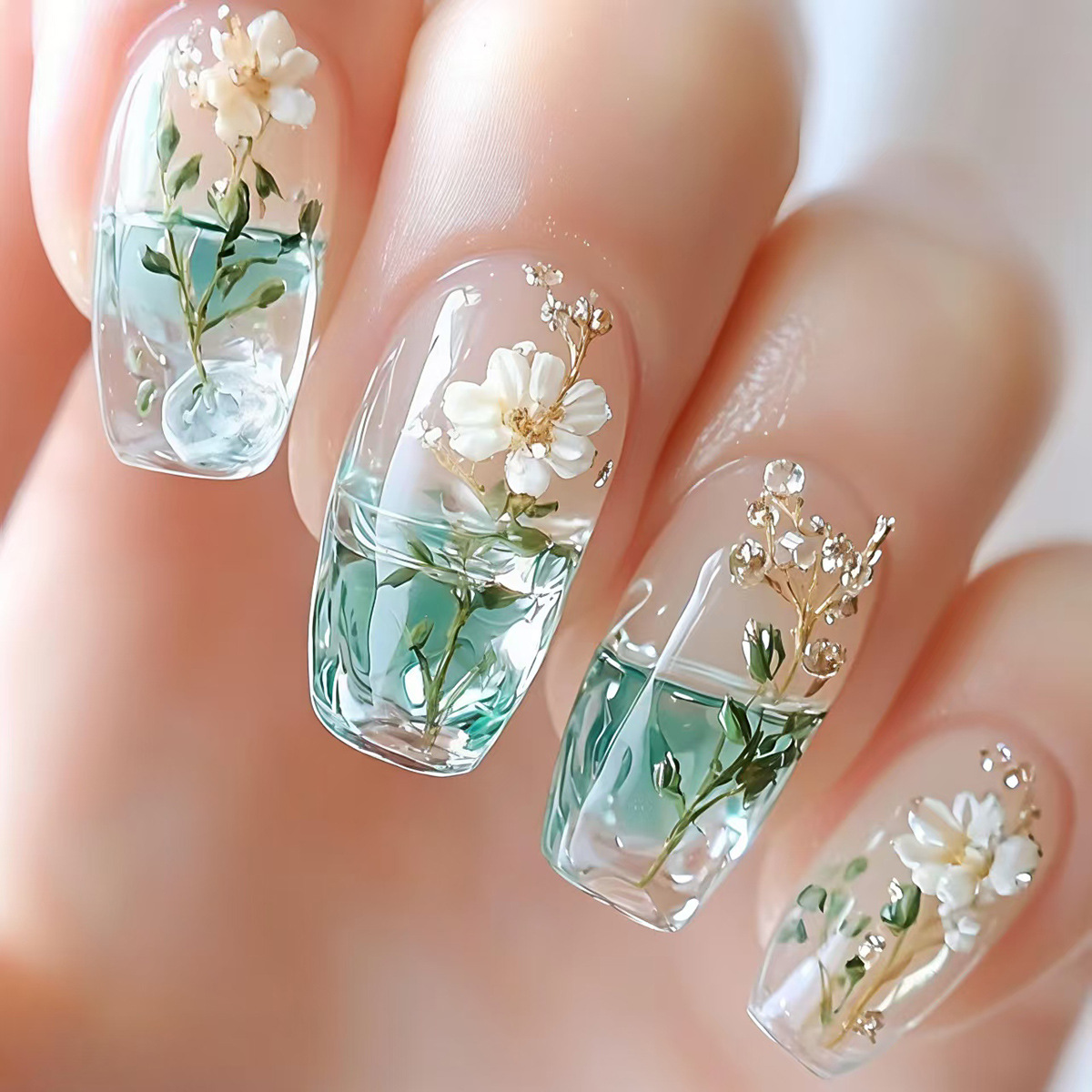 เล็บปลอมขนาดกลางสำหรับผู้หญิงแ - Nail Art Fake บทวิจารณ์และราคา