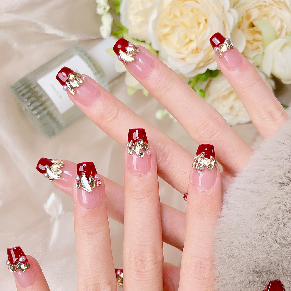 ชุดเล็บปลอมแบบกดติด 10 ชิ้น รู - Nail Art Red บทวิจารณ์และราคา