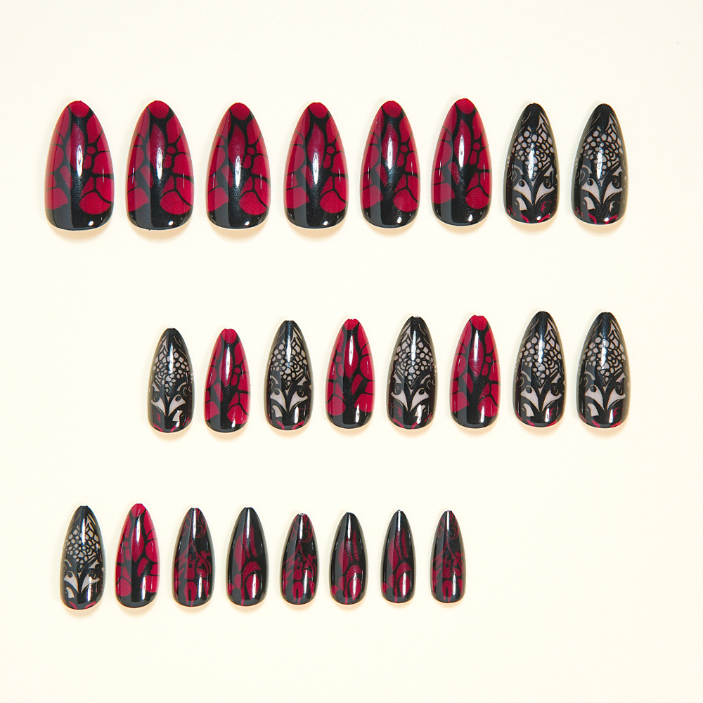 เล็บปลอมขนาดกลางสำหรับผู้หญิง  - Nail Art Red บทวิจารณ์และราคา