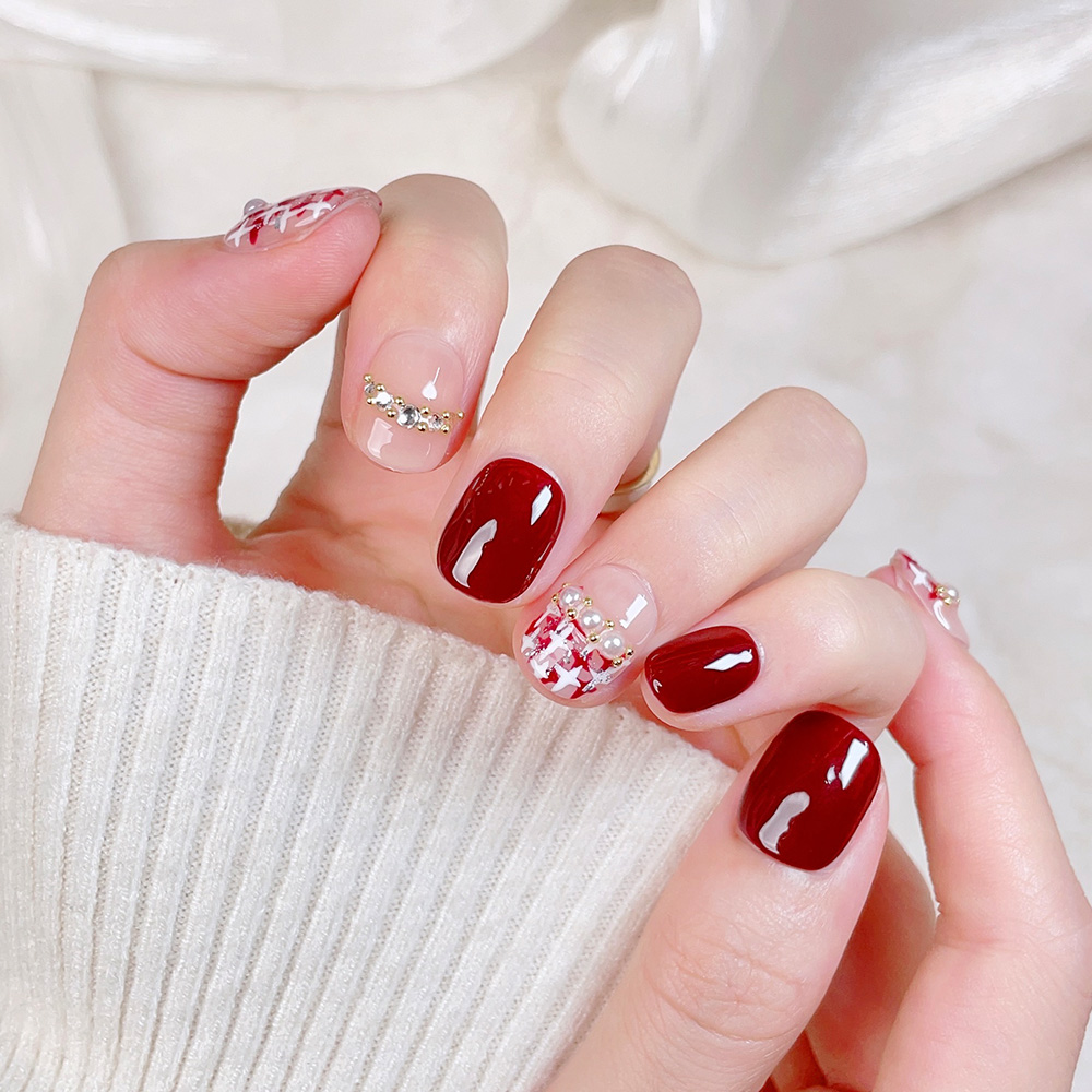 ชุดเล็บปลอมแบบกดติด 10 ชิ้น ทร - Nail Art Red บทวิจารณ์และราคา