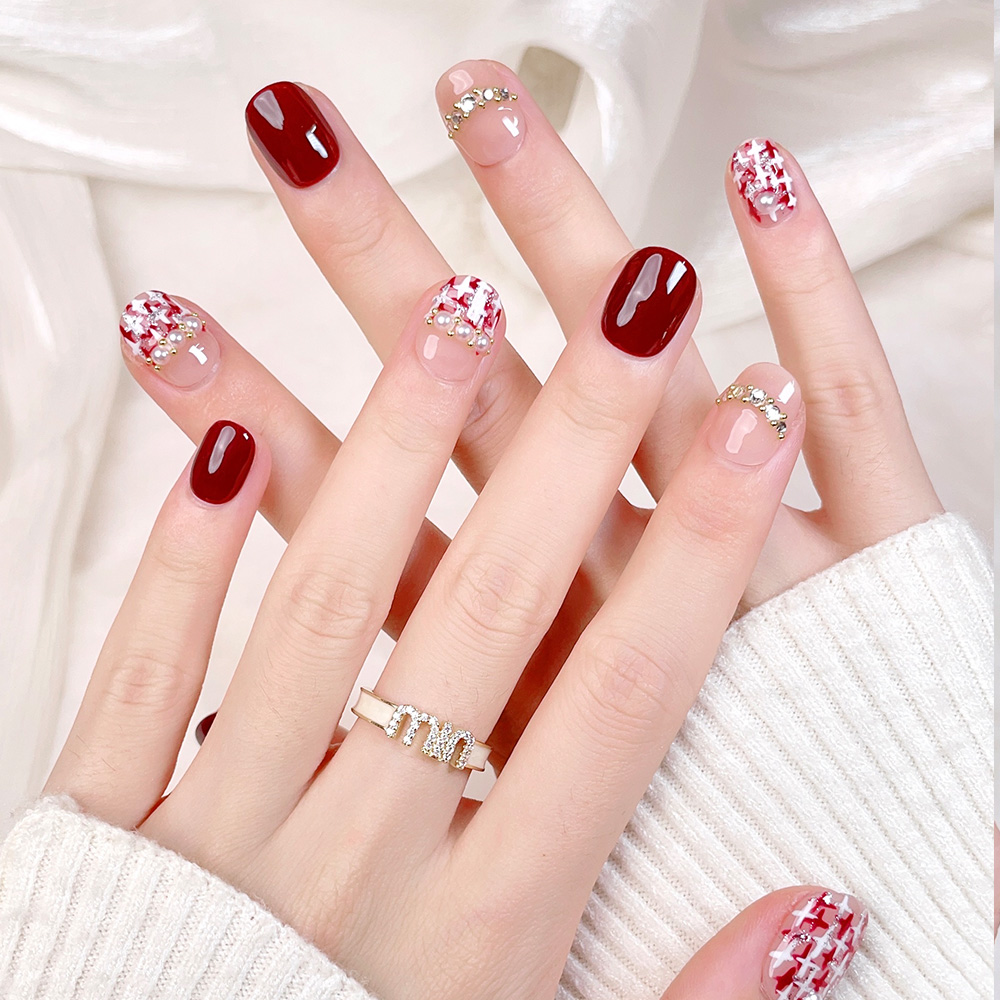 ชุดเล็บปลอมแบบกดติด 10 ชิ้น ทร - Nail Art Red บทวิจารณ์และราคา