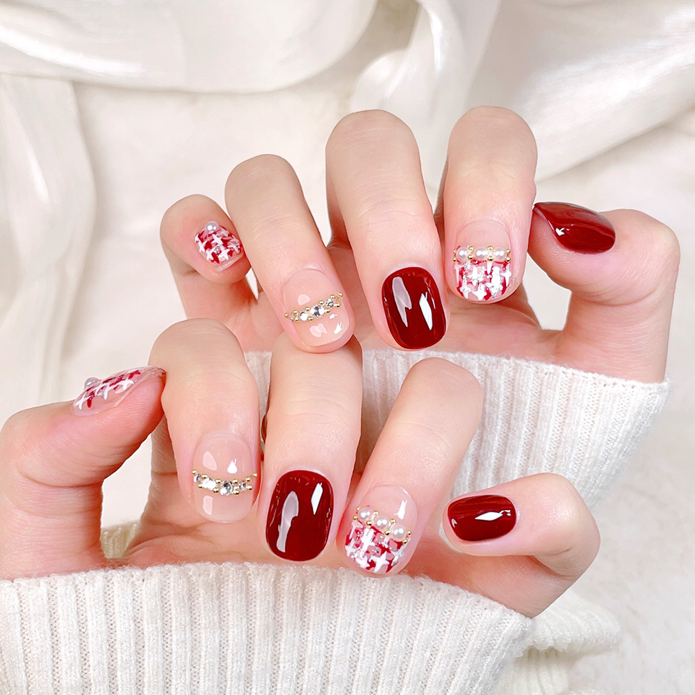 ชุดเล็บปลอมแบบกดติด 10 ชิ้น ทร - Nail Art Red บทวิจารณ์และราคา